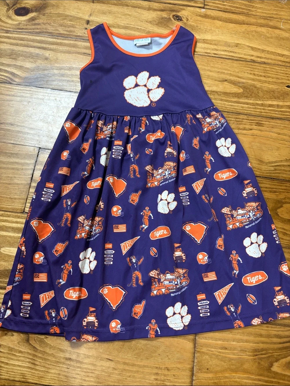Vive La Fete Clemson Tigers Football Dress Girls Size 5